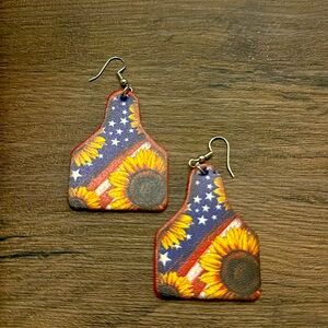 American Sunflower Flag Earrings